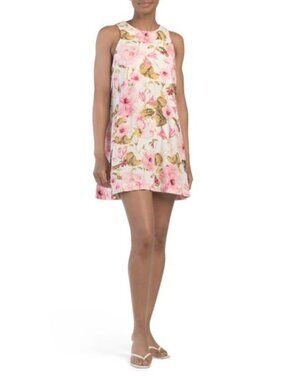 FAMOUS BRAND Linen Blend Mini Swing Dress